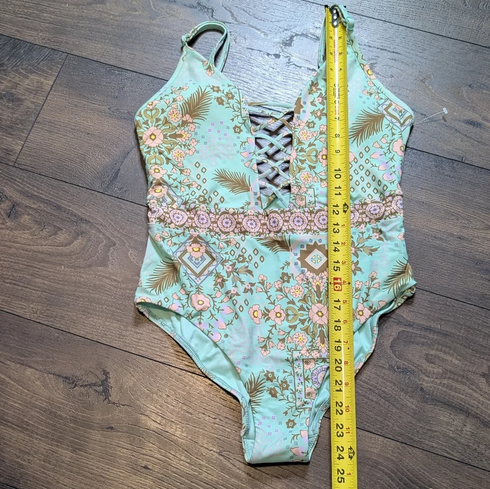 Seafolly Australia Free Spirit Lace Up Maillot One Piece Fresh Mint Size 8